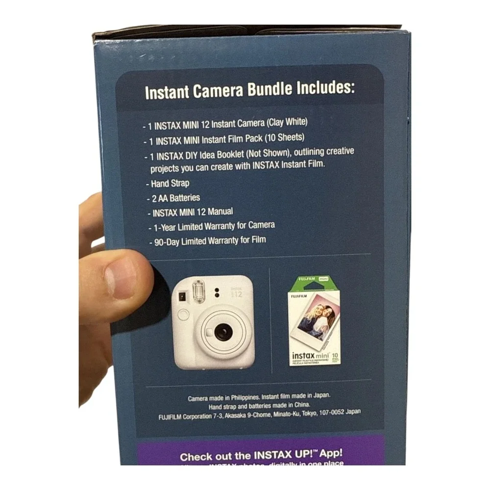 Fujifilm Instax Mini 12 Instant Camera Bundle Clay White with 10 Sheets Film New